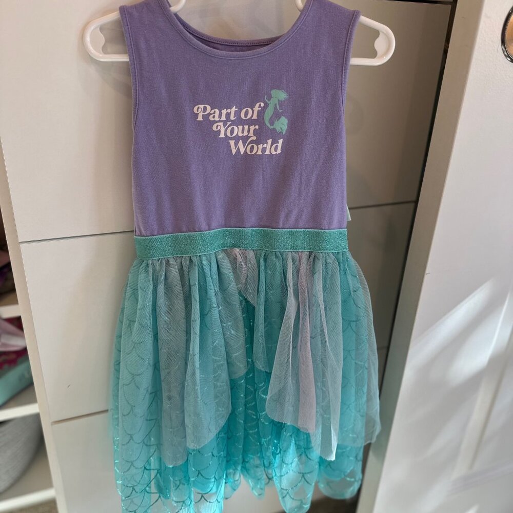Girls' Disney The Little Mermaid Dress - Light Teal Blue Size XS 4/5